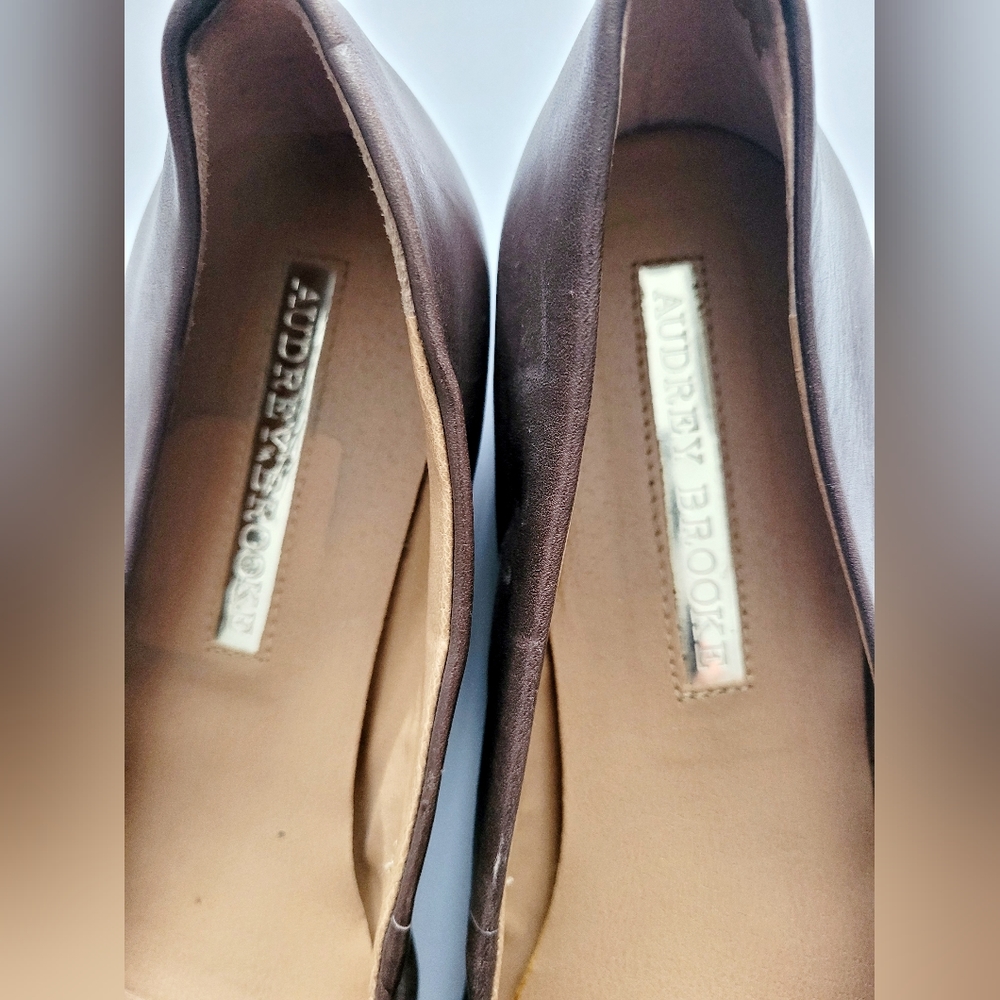 Audrey Brooke Newton Women's Ballet Flats Bow Decor Genuine Leather Coffee US 8 - Picture 11 of 16